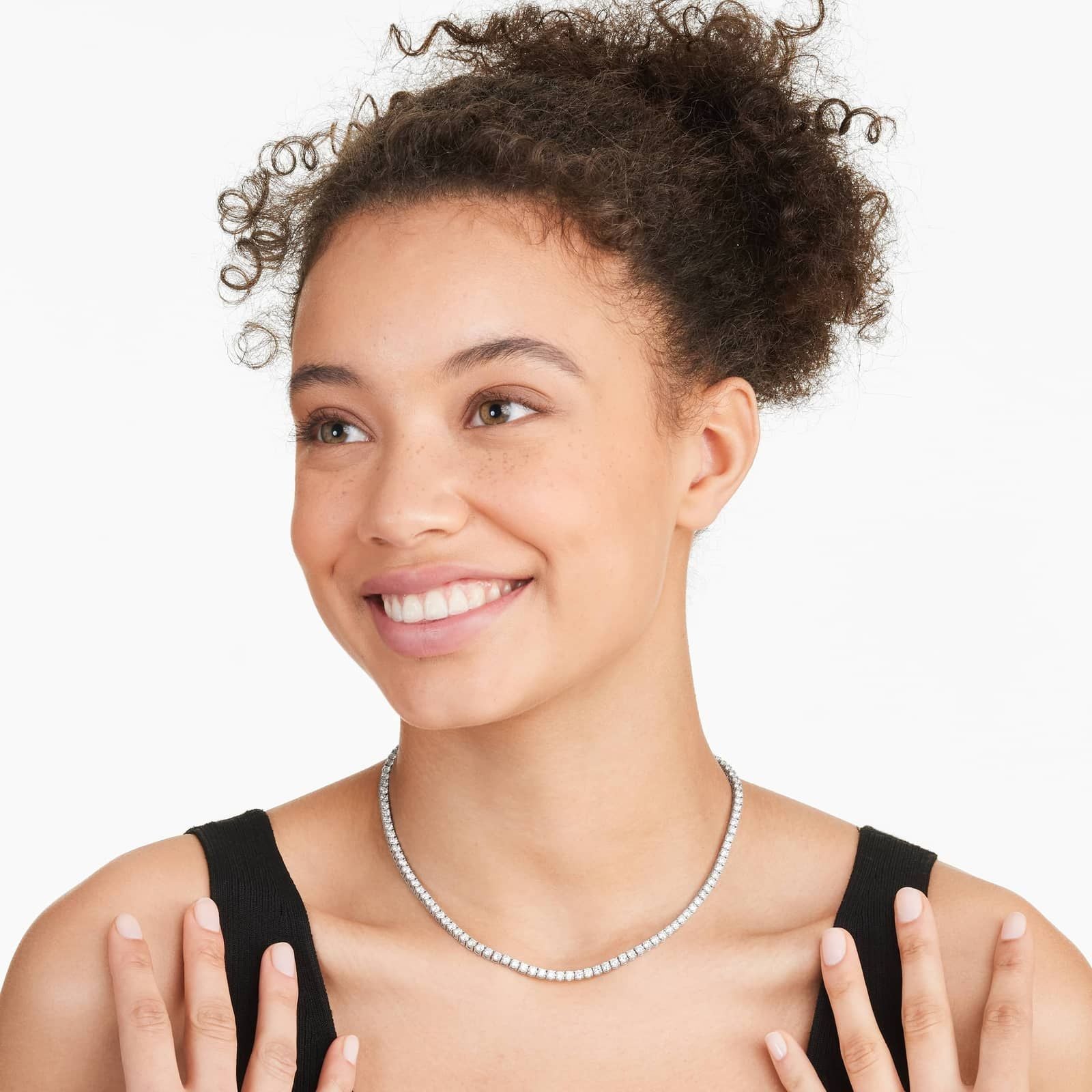 Round Lab Grown Diamond Tennis Necklace, EF Color, VS Clarity, IGI Certificate