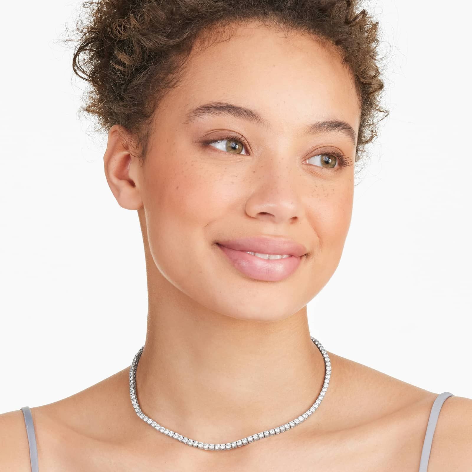 Round Lab Grown Diamond Tennis Necklace, EF Color, VS Clarity, IGI Certificate