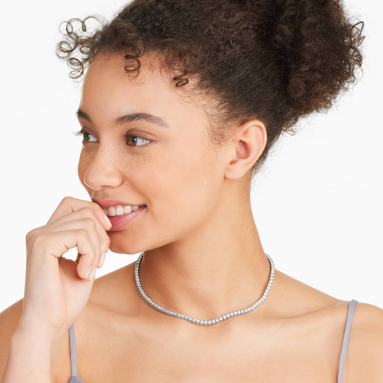 Round Lab Grown Diamond Tennis Necklace, EF Color, VS Clarity, IGI Certificate