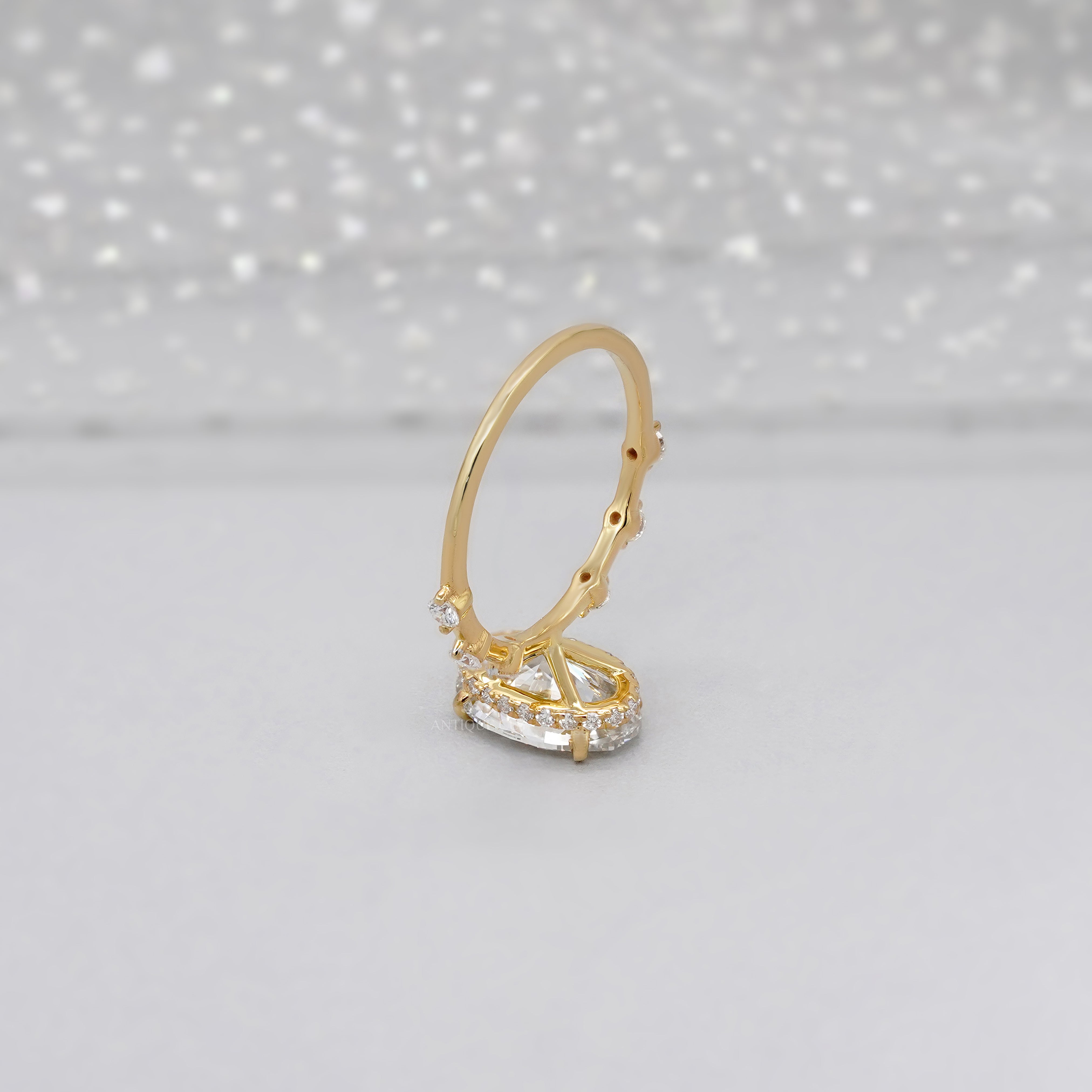 Oval 2.30tcw Lab-Grown Diamond Engagement Ring | Yellow Gold Side Stones | IGI Certified