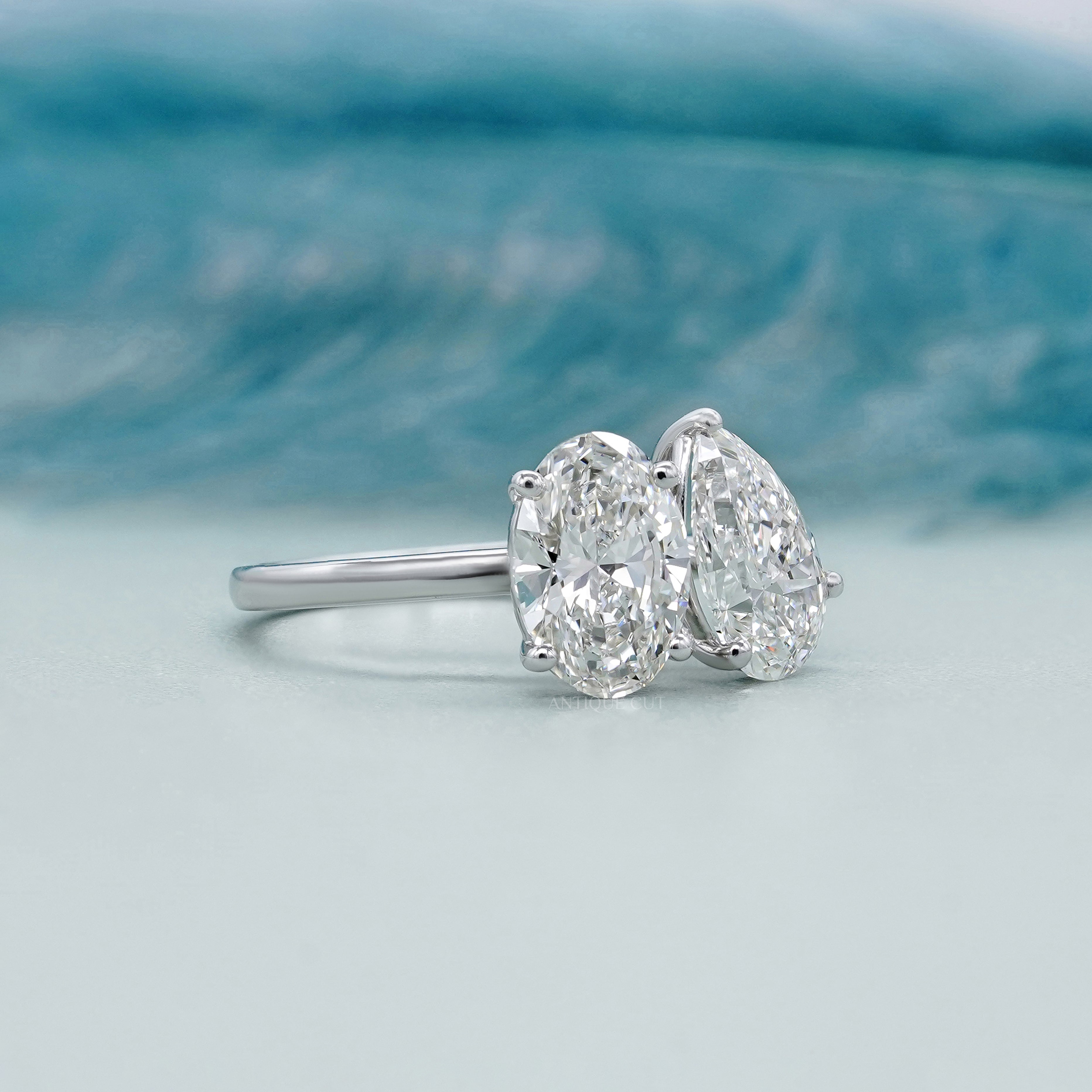 Oval & Pear 4.40tcw Toi et Moi Lab Grown Diamond Engagement Ring | IGI Certified