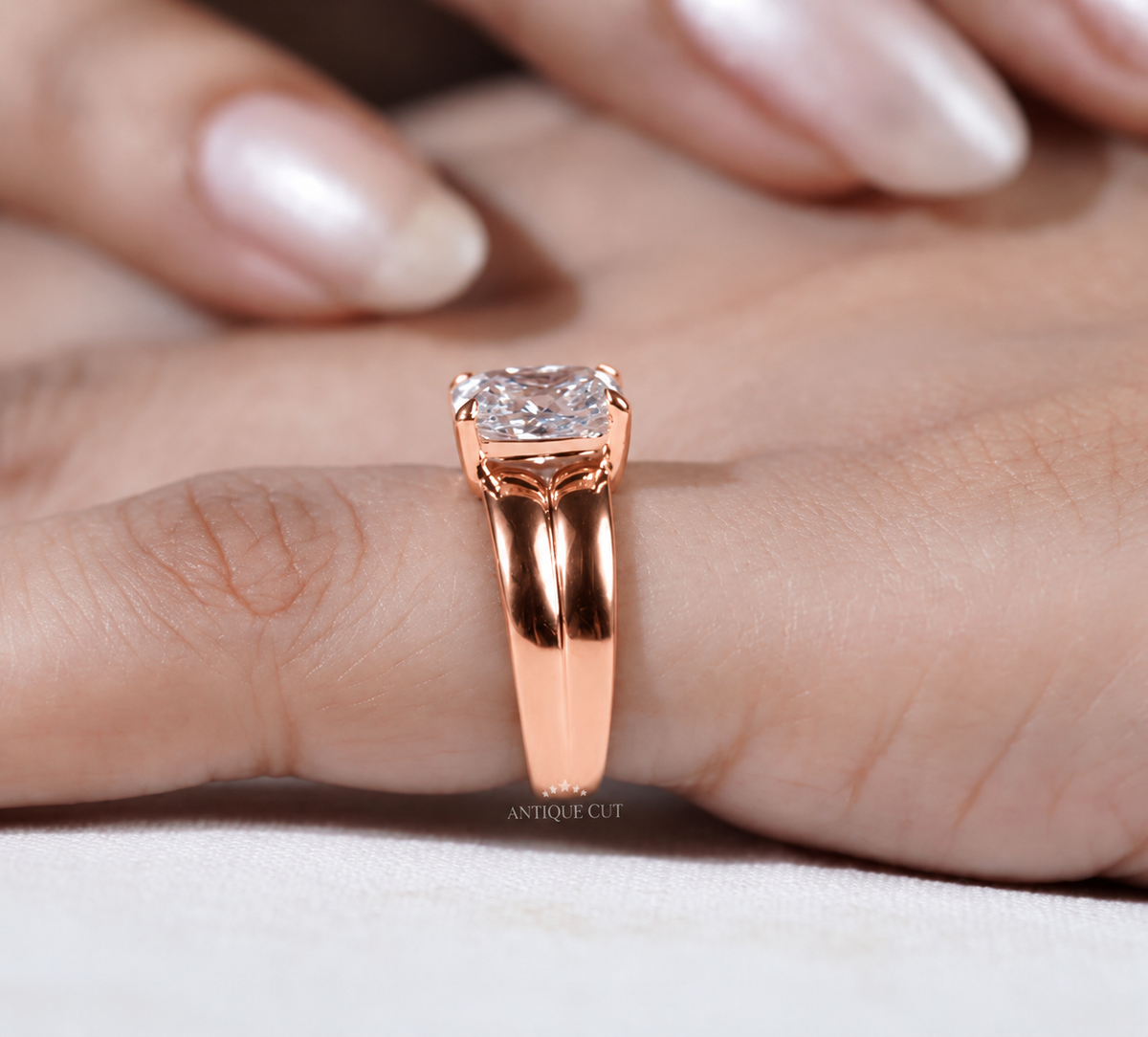 2.0 Carat Lab Grown Cushion Cut Solitaire Engagement Ring