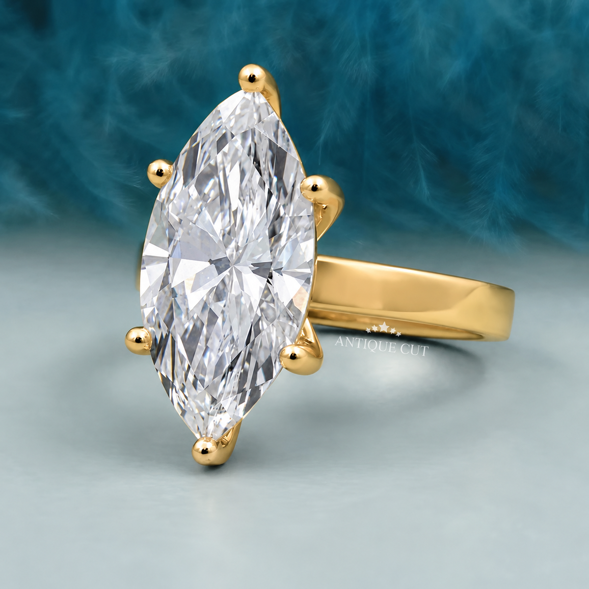 6.0 Carat Lab Grown Marquise Cut Solitaire Engagement Ring in White Gold