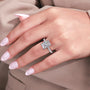 Radiant Cut Diamond Ring with Pave Band and Hidden Halo Detail