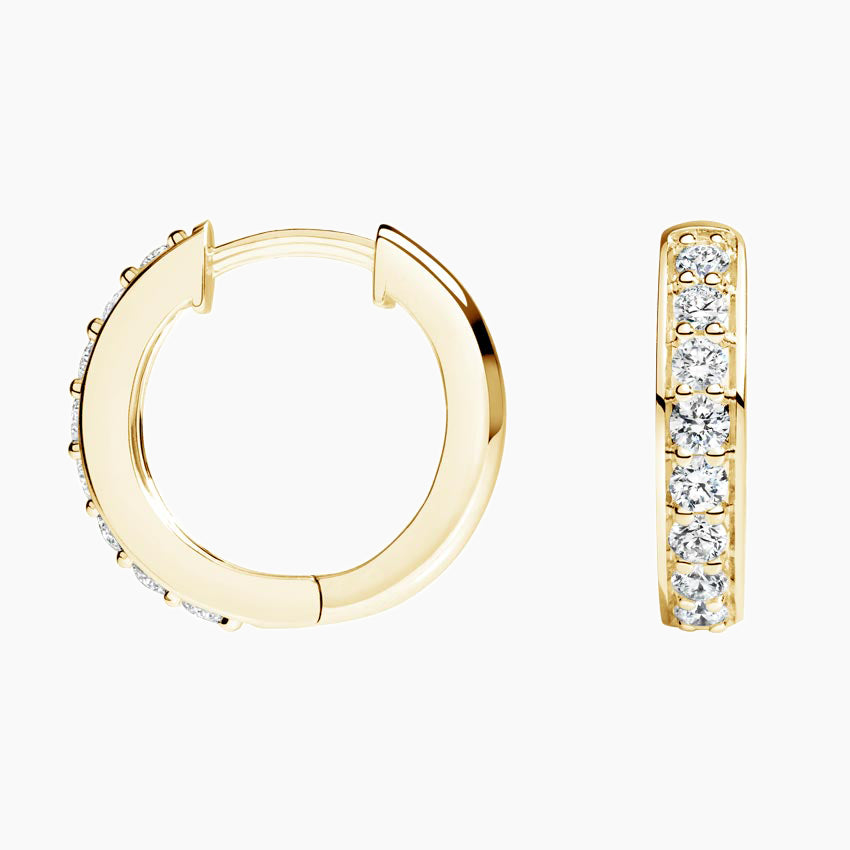Round Lab Grown Diamond Hoop and Bar Stud Earring Set, EF Color, VS Clarity, IGI Certified