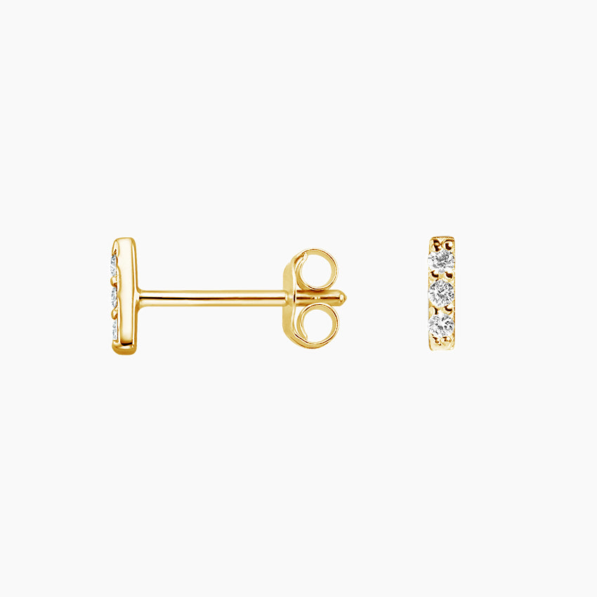 Round Lab Grown Diamond Hoop and Bar Stud Earring Set, EF Color, VS Clarity, IGI Certified