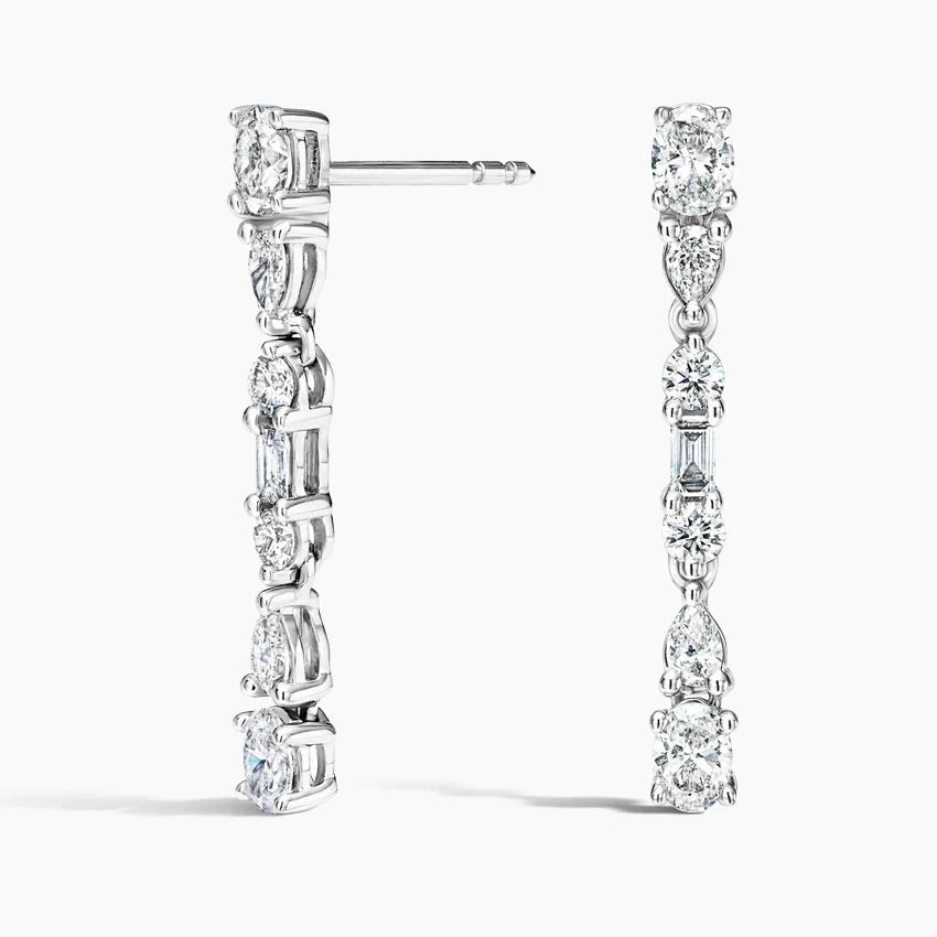Multi Shape Lab Grown Diamond Drop Earring, EF Color, VS Clarity - IGI Certificate