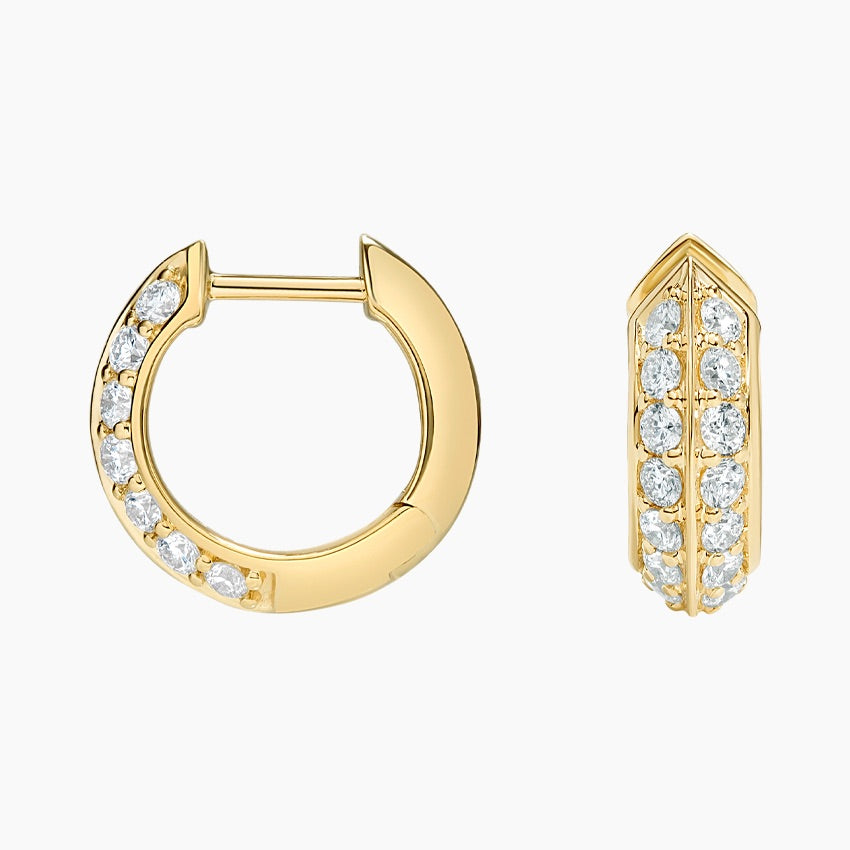 Round Lab Grown Diamond Deux Two Row  Hoop Earrings, EF Color, VS Clarity, IGI Certified