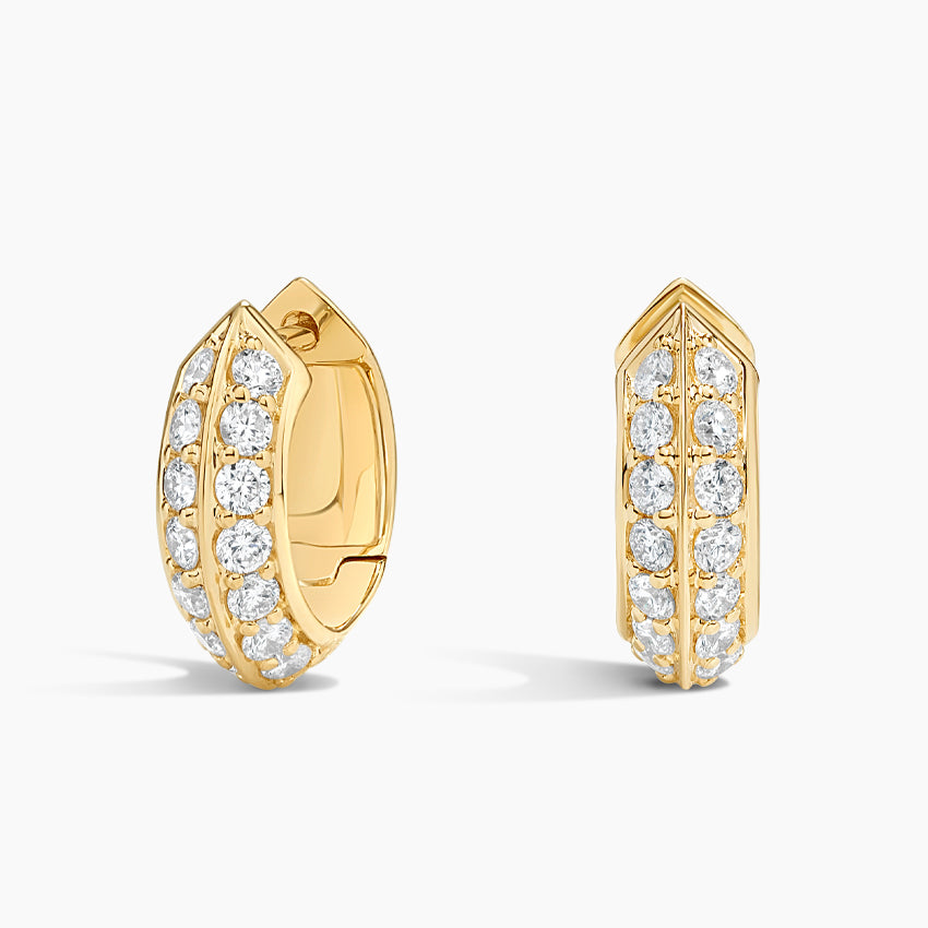 Round Lab Grown Diamond Deux Two Row  Hoop Earrings, EF Color, VS Clarity, IGI Certified