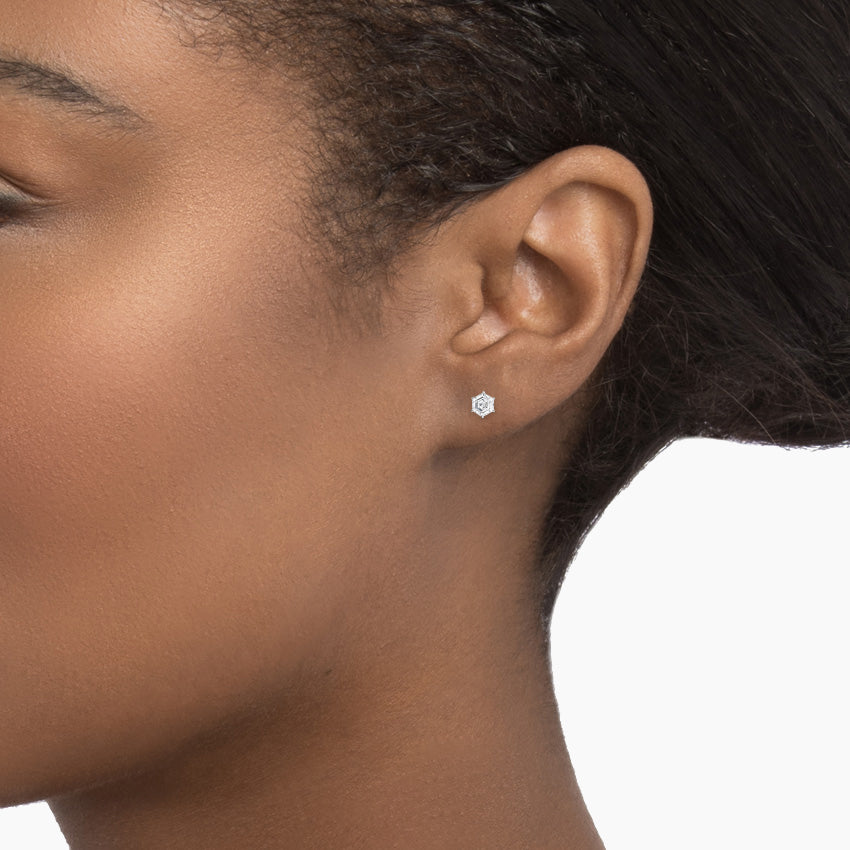 Hexagon Lab Grown Diamond Stud Earrings, EF Color, VS Clarity, IGI Certified