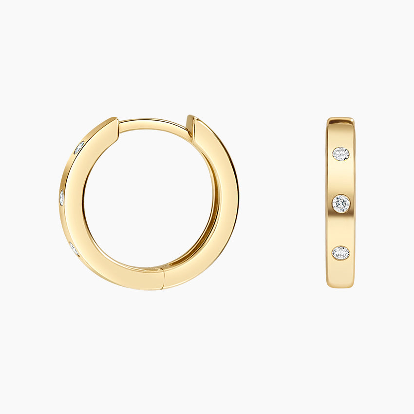 Round Lab Grown Diamond Flush Huggie Earring, EF Color, VS Clarity - IGI Certificate
