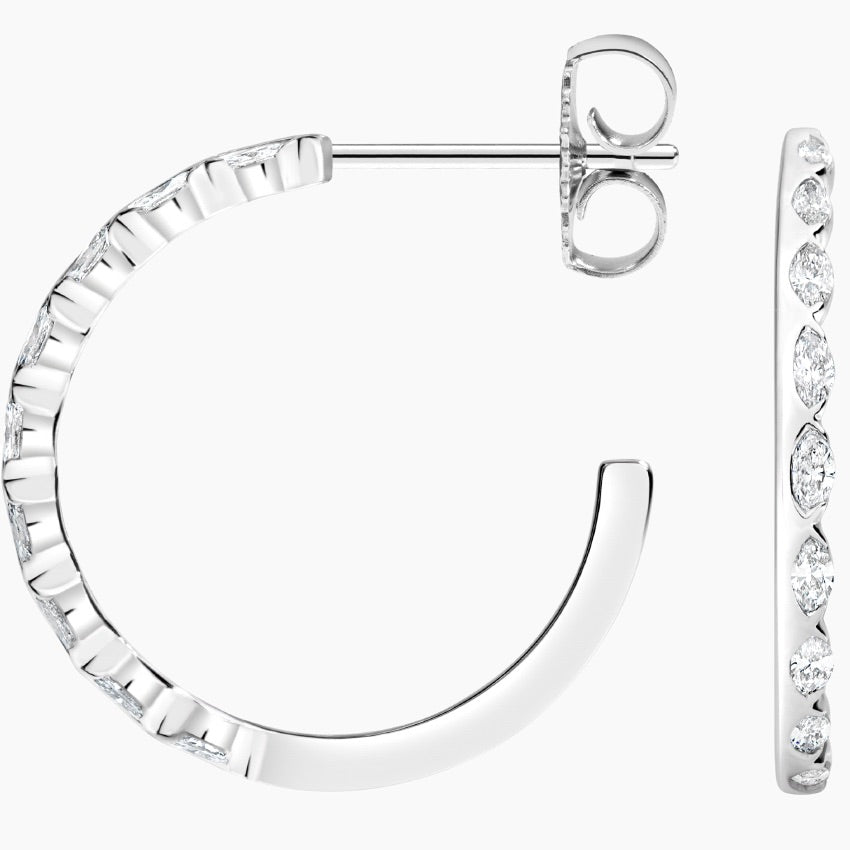 Marquise 0.70tcw Lab Grown Diamond Hoop Earring, EF Color, VS Clarity - IGI Certificate