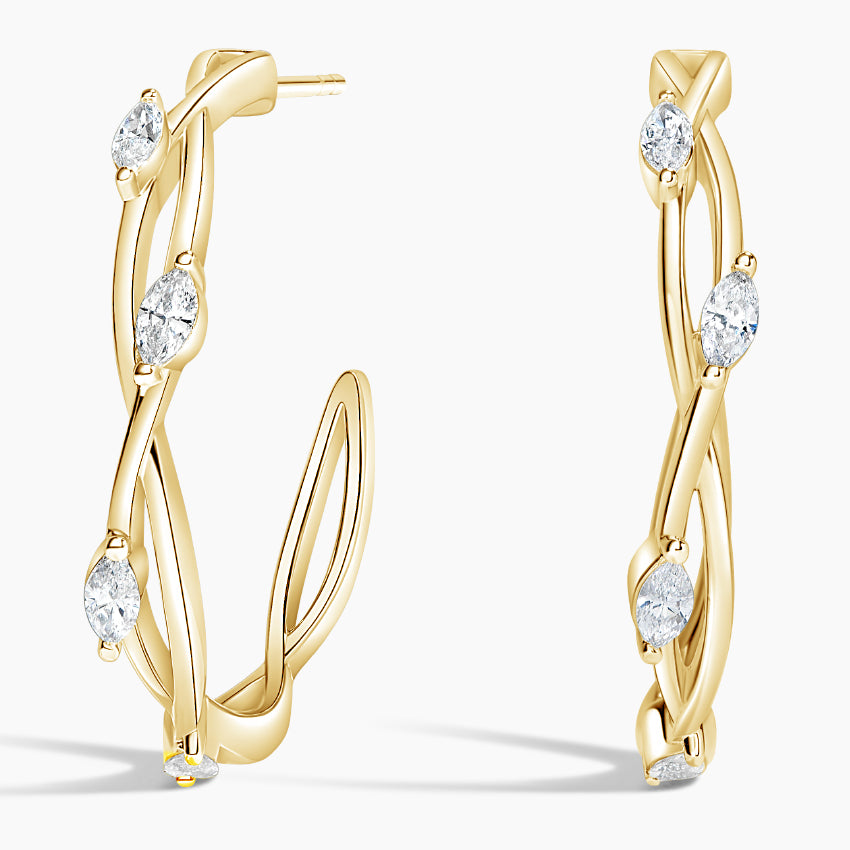 Marquise Lab grown Diamond Hoop Earring, EF Color, VS Clarity - IGI Certificate