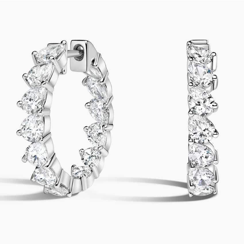 Pear Lab Grown Diamond Hoop Earrings, EF Color, VS Clarity, IGI Certified