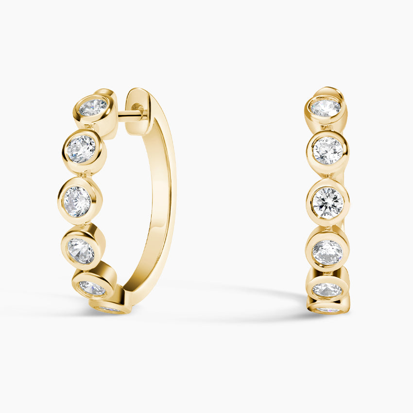 Round Lab Grown Diamond Bezel Set Hoop Earrings, EF Color, VS Clarity, IGI Certified