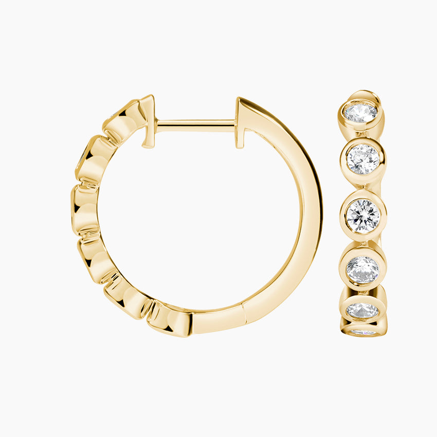 Round Lab Grown Diamond Bezel Set Hoop Earrings, EF Color, VS Clarity, IGI Certified