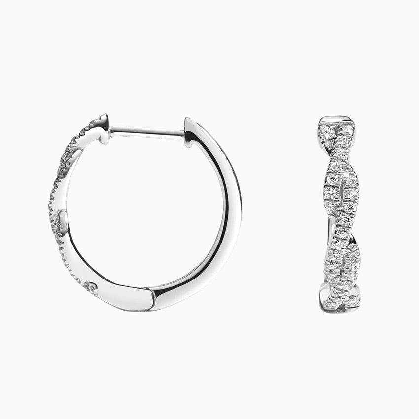 Round Lab Grown Diamond Twisted Hoop Earring, EF Color, VS Carity - IGI Certified