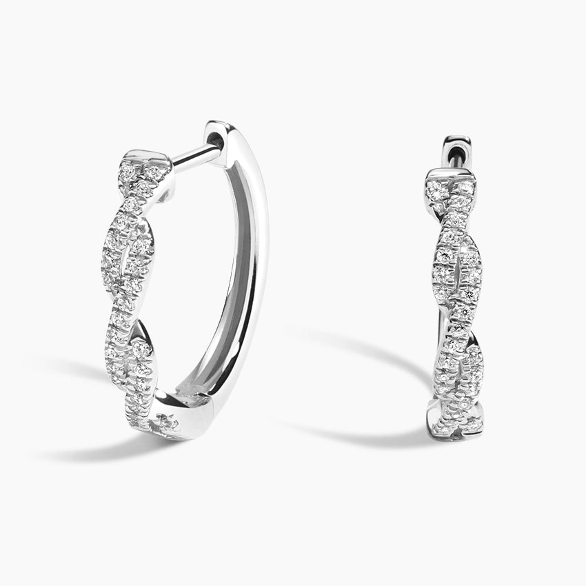 Round Lab Grown Diamond Twisted Hoop Earring, EF Color, VS Carity - IGI Certified