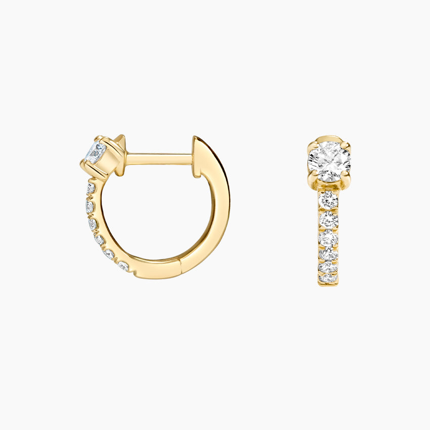 Round Lab Grown Diamond Huggis Earring, EF Color, VS Clarity - IGI Certificate