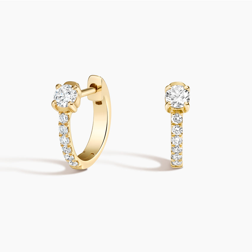 Round Lab Grown Diamond Huggis Earring, EF Color, VS Clarity - IGI Certificate