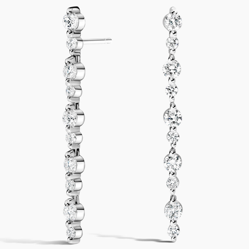 Round Lab Grown Diamond Marseille Drop Earrings, EF Color, VS Clarity, IGI Certified