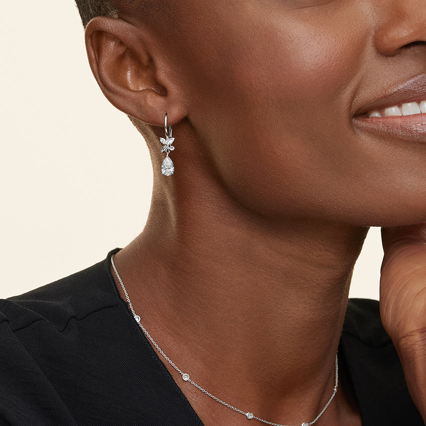 Pear Lab Grown Diamond Calla Drop Earrings, EF Color, VS Clarity, IGI Certified