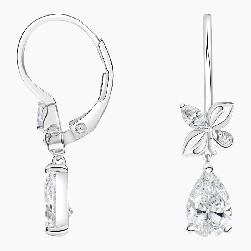 Pear Lab Grown Diamond Calla Drop Earrings, EF Color, VS Clarity, IGI Certified