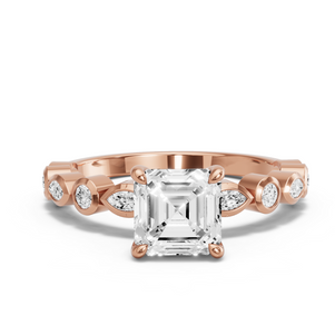 Image for Asscher Classic Basket Ring with Alternating Marquise band
