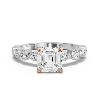 Image for Asscher Classic Basket Ring with Alternating Marquise band