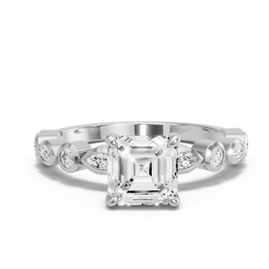 Image for Asscher Classic Basket Ring with Alternating Marquise band