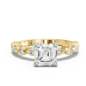 Image for Asscher Classic Basket Ring with Alternating Marquise band