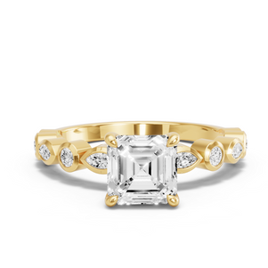 Image for Asscher Classic Basket Ring with Alternating Marquise band