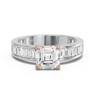 Image for Asscher Classic Basket Ring with Baguette Channel band