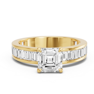 Image for Asscher Classic Basket Ring with Baguette Channel band
