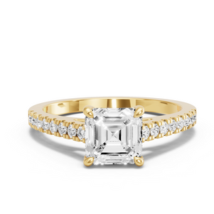 Image for Asscher Classic Basket Ring with Cathedral Pave band