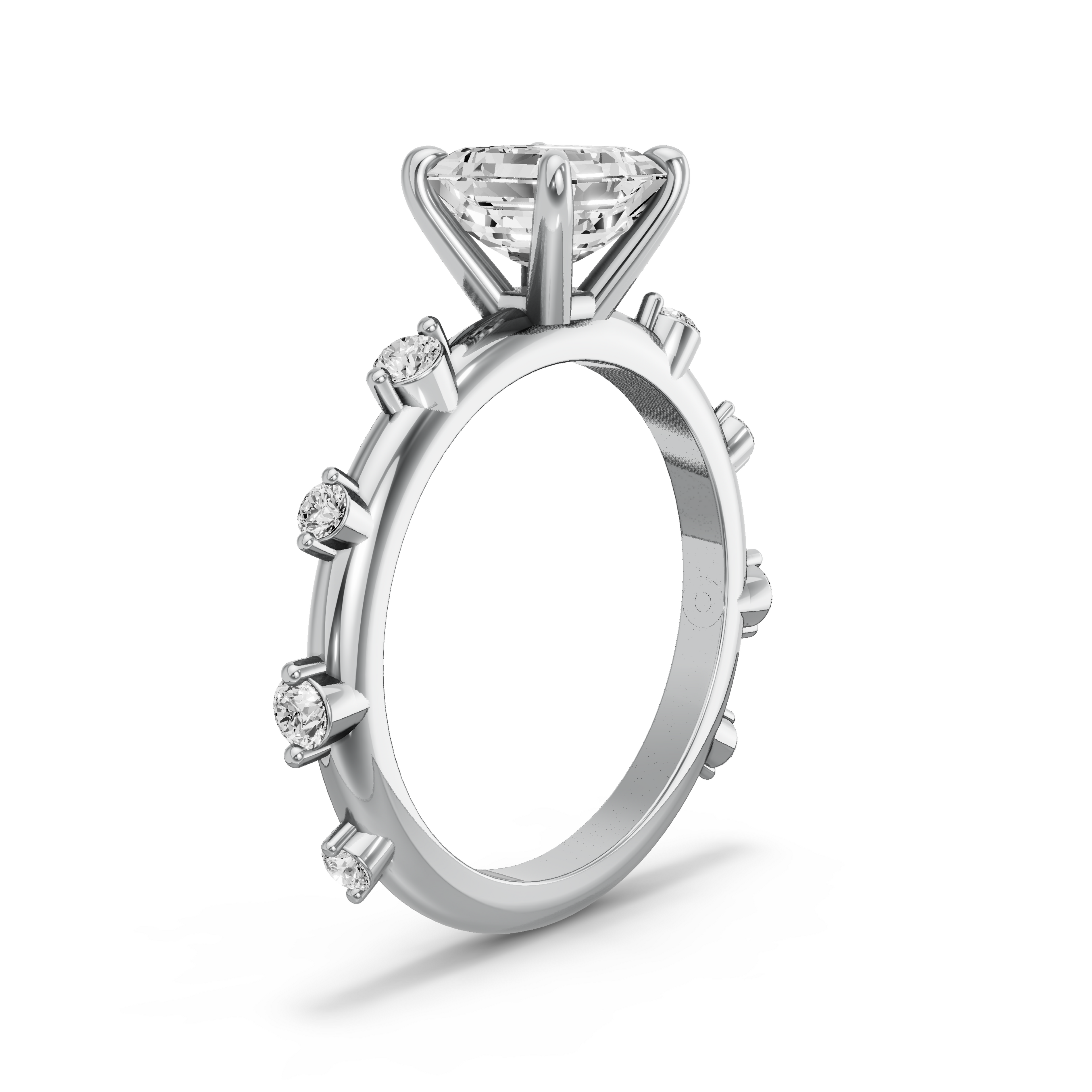 Image for Asscher Classic Basket Ring with Floating Station band in 14K Two Tone Rose Gold