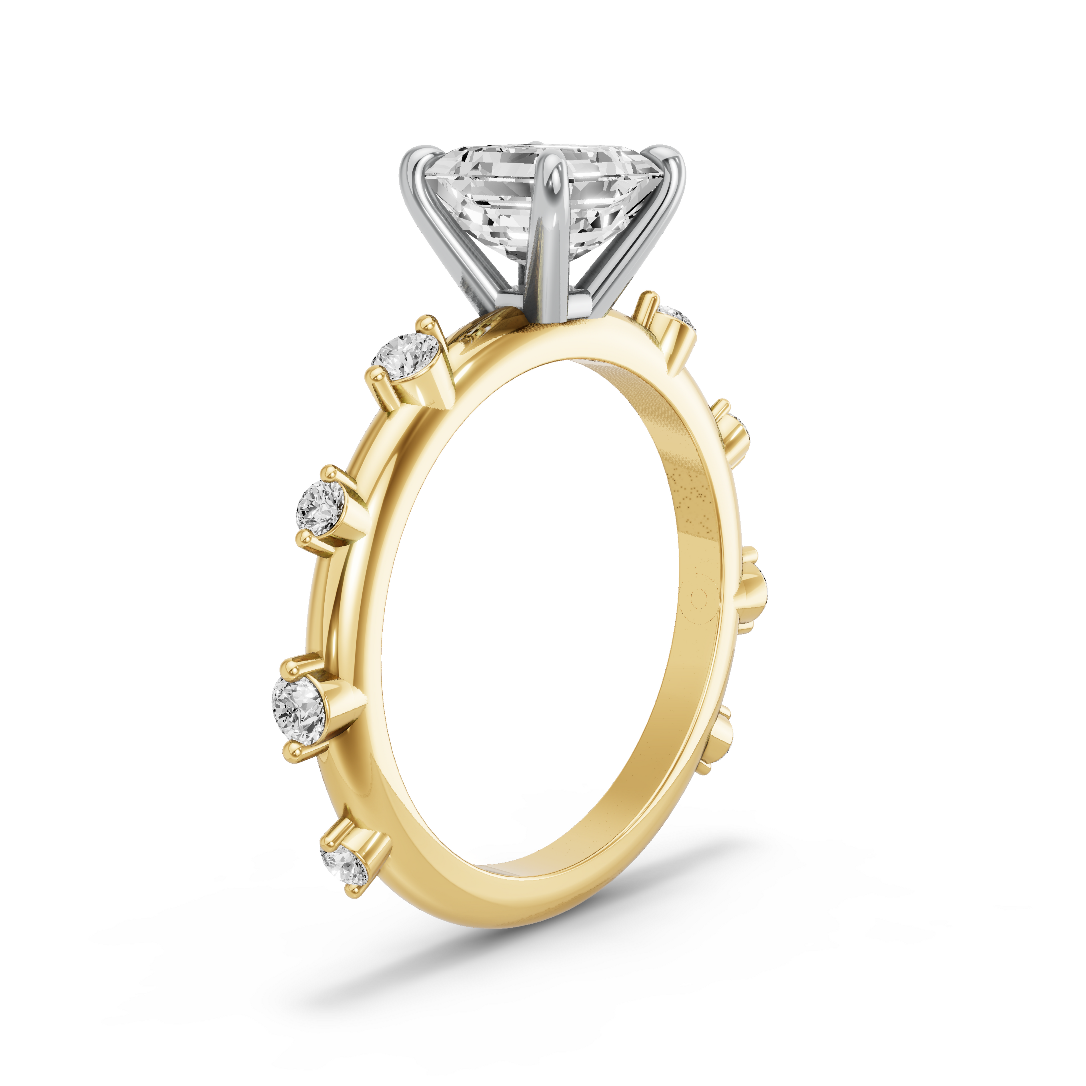 Image for Asscher Classic Basket Ring with Floating Station band in 10K Rose Gold