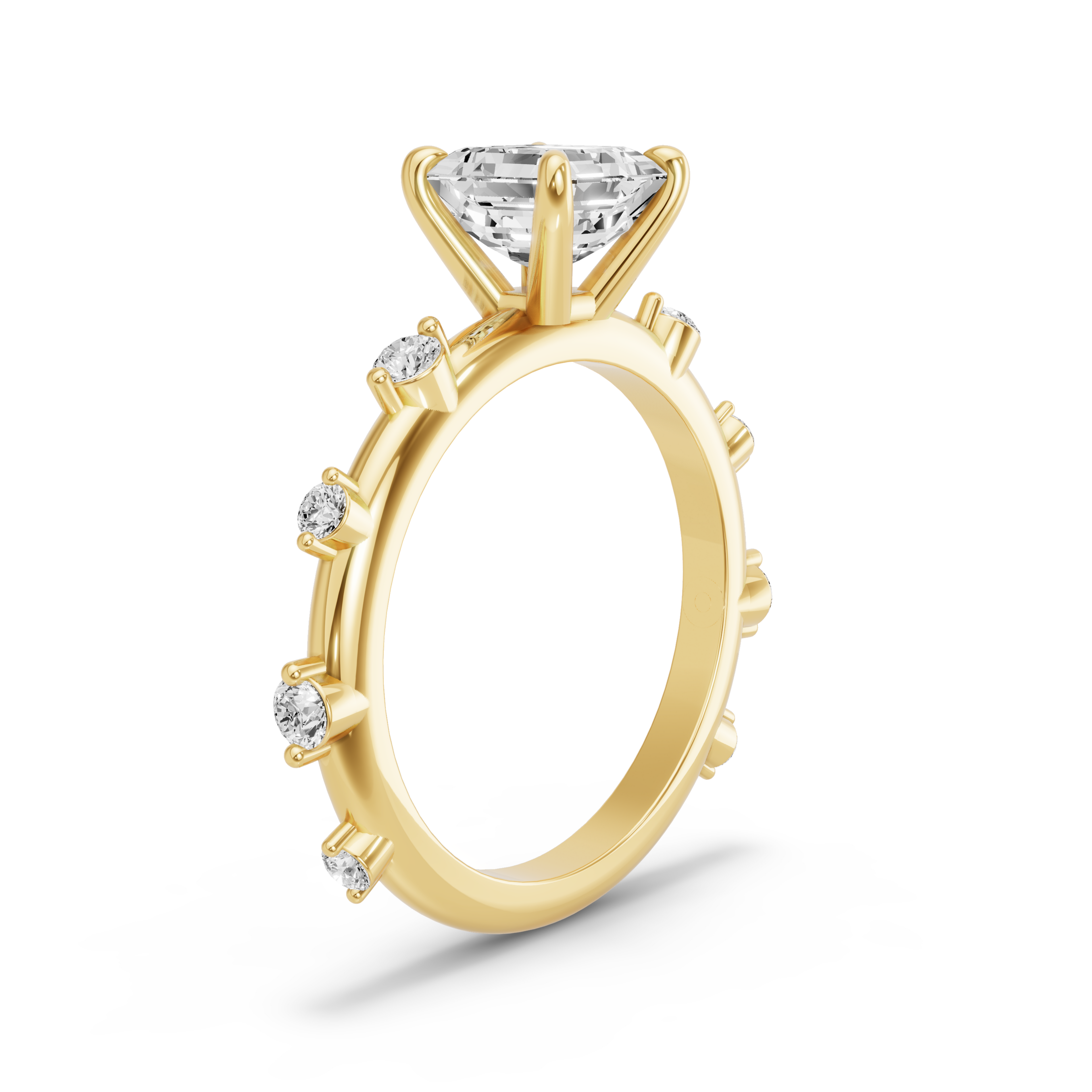 Image for Asscher Classic Basket Ring with Floating Station band in 14K White Gold