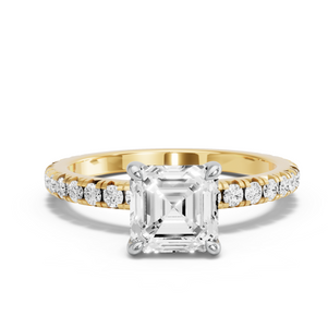Image for Asscher Classic Basket Ring with French Pave band