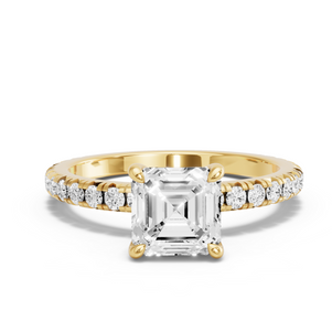 Image for Asscher Classic Basket Ring with French Pave band