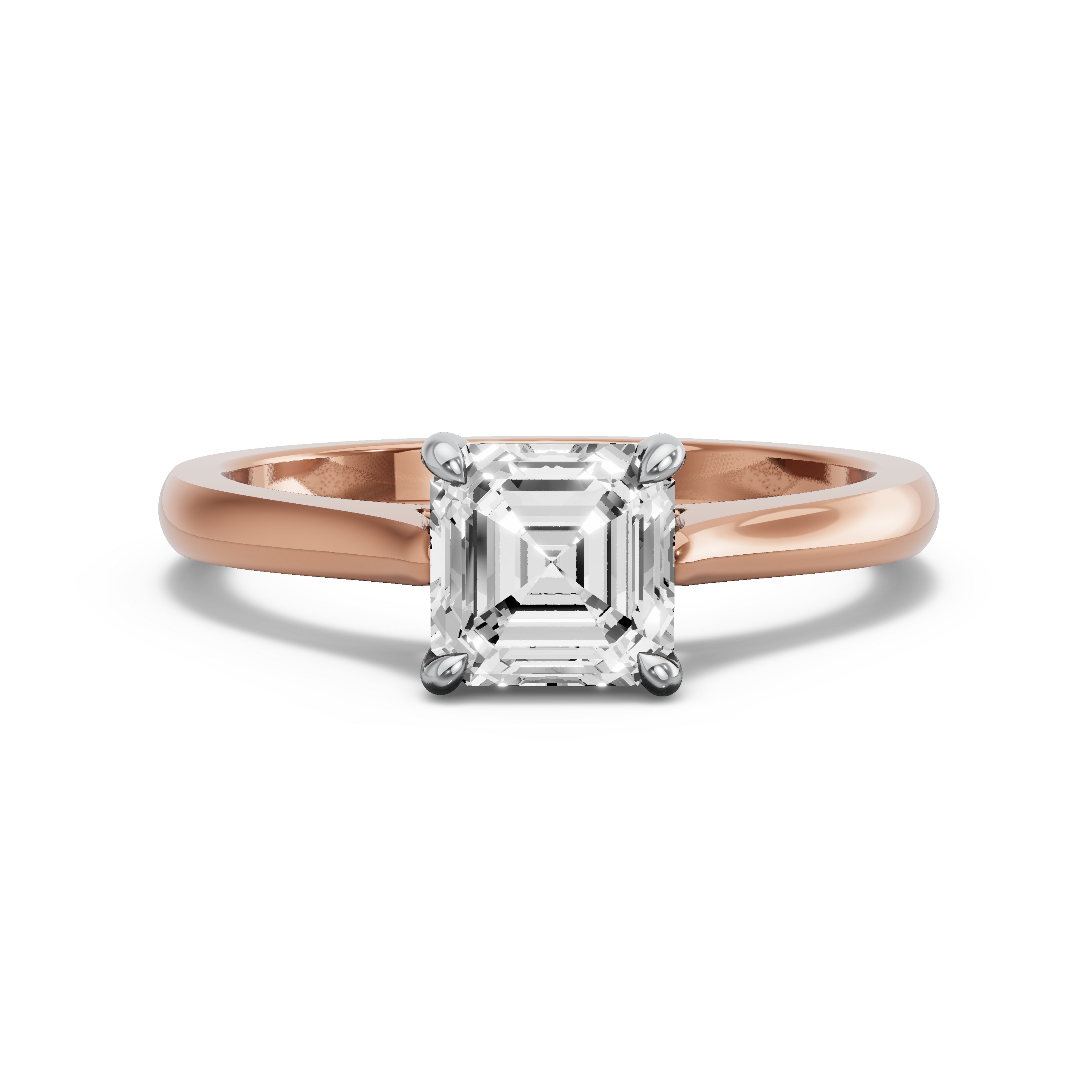 Image for Asscher Classic Basket Ring with Knife Edge Cathedral band in 10K Two Tone Rose Gold