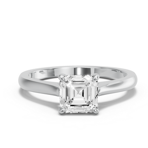Image for Asscher Classic Basket Ring with Knife Edge Cathedral band