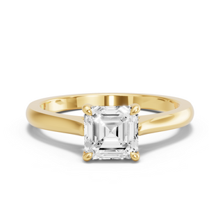 Image for Asscher Classic Basket Ring with Knife Edge Cathedral band