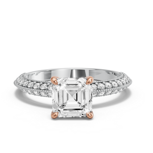 Image for Asscher Classic Basket Ring with Knife Edge Pave band