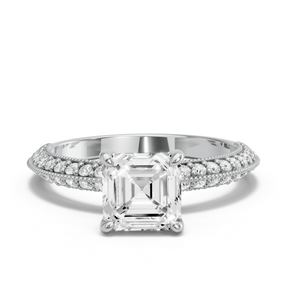 Image for Asscher Classic Basket Ring with Knife Edge Pave band