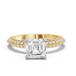 Image for Asscher Classic Basket Ring with Knife Edge Pave band