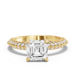 Image for Asscher Classic Basket Ring with Knife Edge Pave band