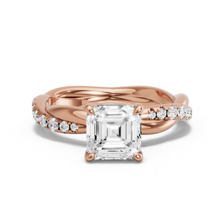 Image for Asscher Classic Basket Ring with Rope Pave band