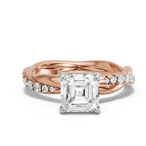Image for Asscher Classic Basket Ring with Rope Pave band