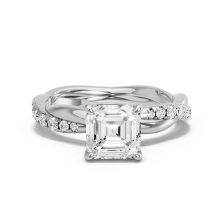 Image for Asscher Classic Basket Ring with Rope Pave band